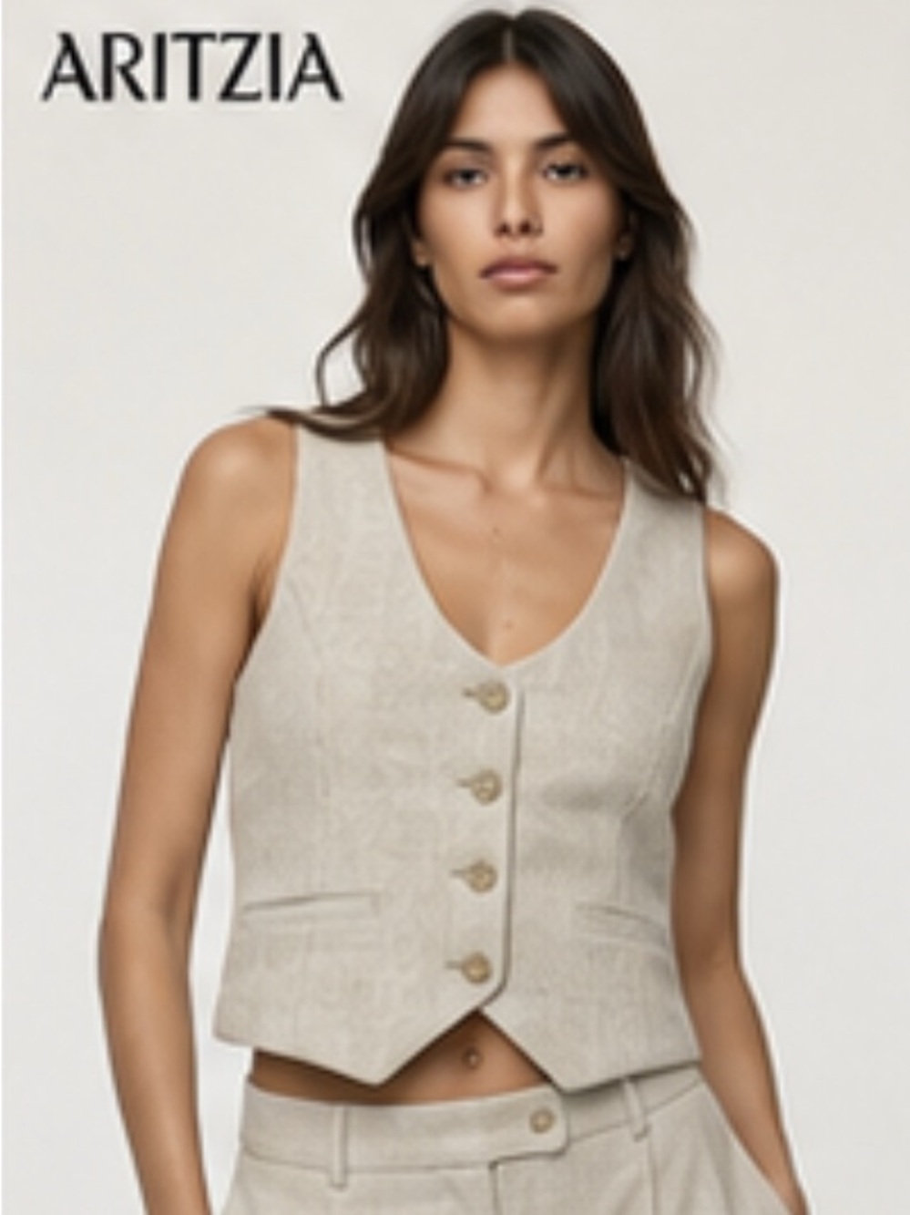 Wilfred Tailored Vest and Trouser Set in Light Beige